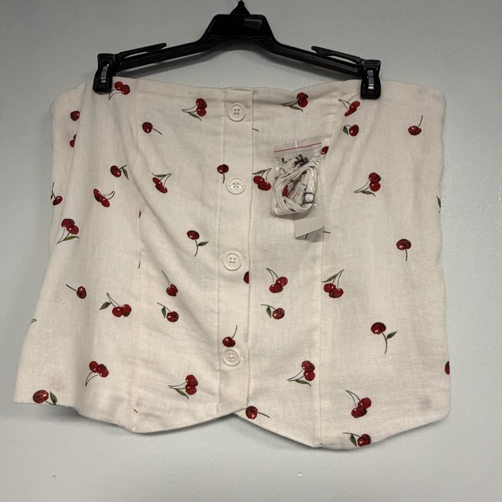 NWT Abercrombie & Fitch Y2K Coquette Coastal Smocked Cherry Size Large Top Vest